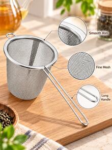 4/3/2/1pc Stainless Steel Fine Mesh Strainer Basket, Multi-Functional Tea Filter And Food Strainer, Suitable For Washing Fruits And Vegetables, Fine Mesh Colander, Suitable For Tea, Pasta, Noodles, Rice And Kitchen Cooking - Multicolor - View 8