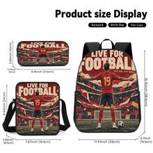 Vintage Poster Style #19 Player Print 3 Pieces Set: Large Capacity Backpack + Crossbody Bag + Pencil Case, Adjustable Breathable Shoulder Straps, Classic Sports Fan Game Day Commute Storage Set - Printed Bag - View 6