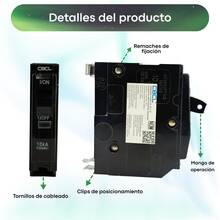 CBCL Interruptor Termomagnético Enchufable 1 Polo 15A 240V para Centro de Carga, Protección contra Sobrecargas y Cortocircuitos - Negro - Ver 5