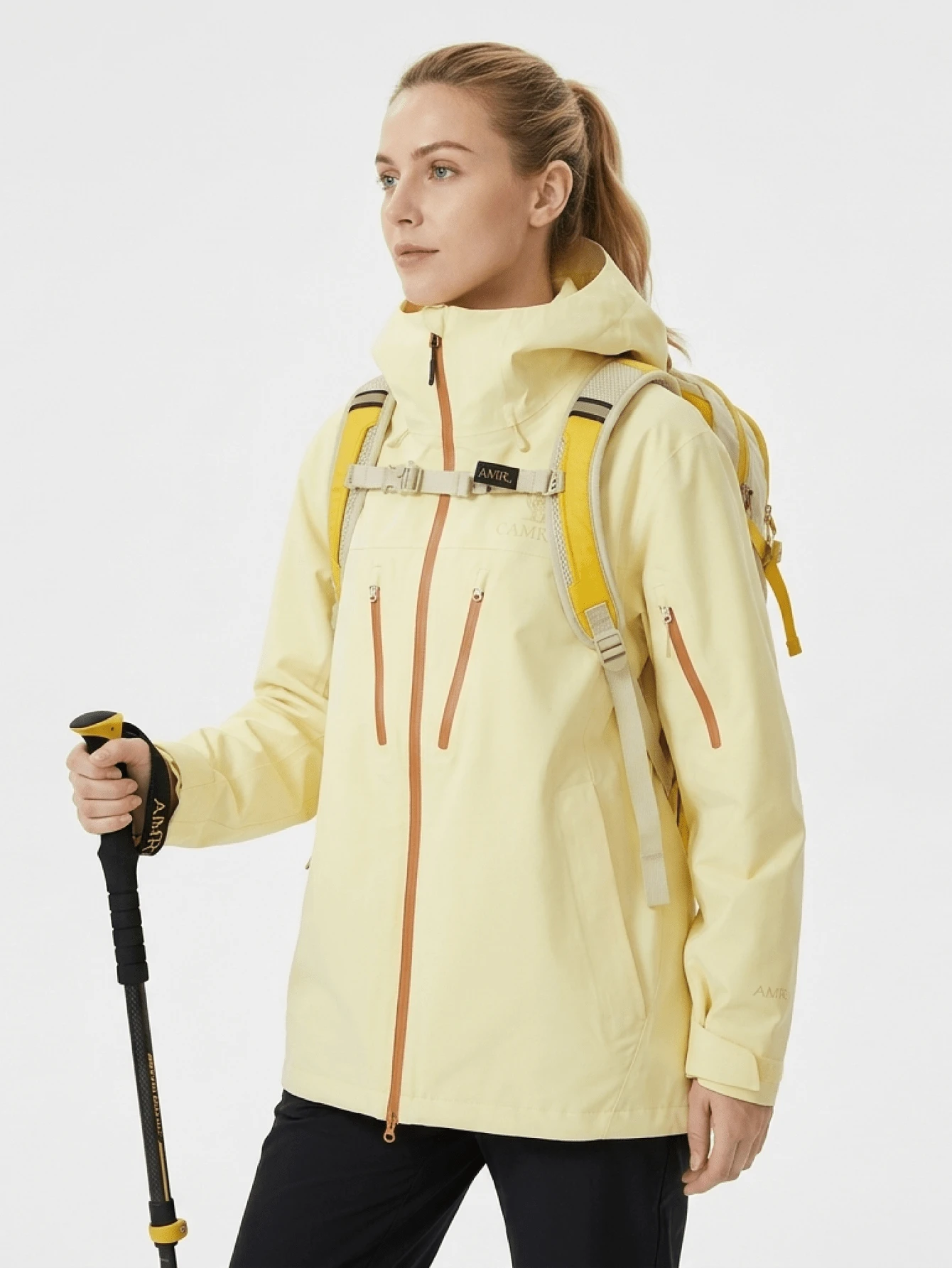CAMEL CROWN 女款 3 合 1 防水滑雪外套,附可拆卸抓絨內裡,防風連帽冬季雨衣,適合登山、露營、雪地活動 - 月光黃 - 查看 1