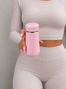 1pc 230ml/8oz Pink Mini Portable Cup With Lid, Stainless Steel Mini Travel Coffee Cup, Portable Coffee Water Cup, Suitable For Office, School, Commute, Travel And Daily Use, Compact And Lightweight, Suitable For Coffee, Tea, Women, Girls And Students - Pink - View 4