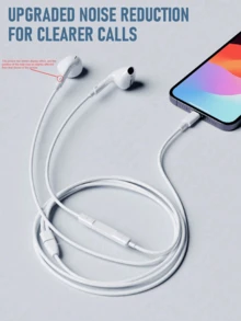 USB C 入耳式耳機，兼容 16，Type C 有線耳機（附麥克風與遙控器），降噪，兼容 15 Pro Max、Pro、Galaxy S23/S22/S21/S20/Ultra Note10/20、Pixel - 白色2 - 查看 1