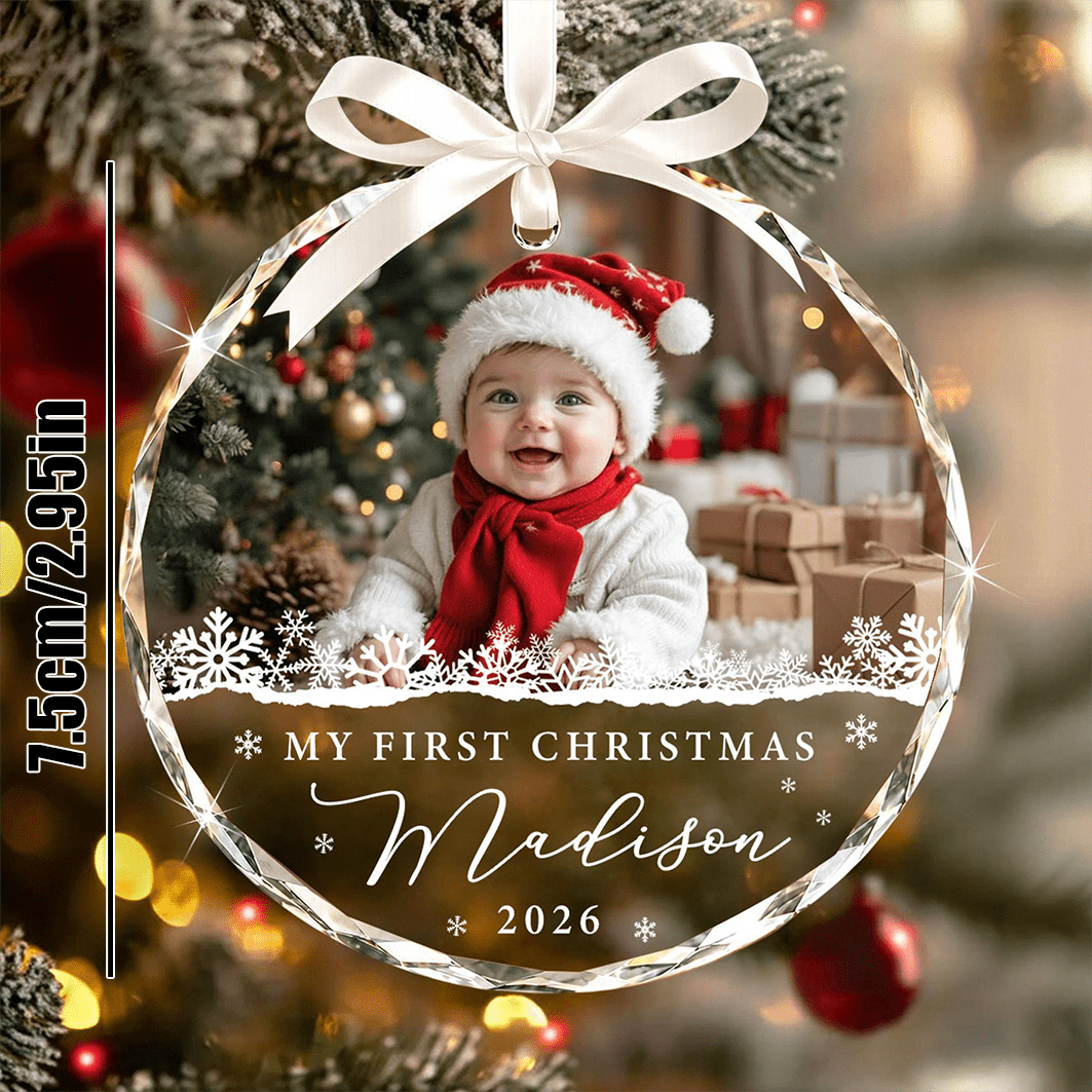 Custom Baby Photo Christmas Ornament, Personalized Baby First Christmas Ornament, Baby Face Photo Ball Ornament, Newborn Christmas Tree Decoration, Baby Shower Gift For New Parents, Family Holiday Keepsake, Christmas Tree Hanging Ornament, 2026 Christmas Gift - H-my First Christmas Ornament - View 13