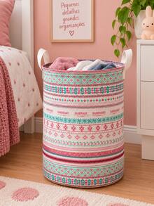 Cesto Organizador Dobrável Multiuso para Roupas Sujas Banheiro Quarto Lavanderia com Alças - Boho - Visão 3