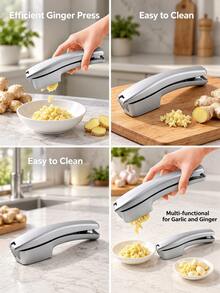 2pcs/1pc 2-In-1 Garlic Press And Chopper, Aluminum Alloy Manual Garlic Grinder And Crusher, Garlic Squeezer And Chopper Kitchen Gadget, Multi-Function Garlic Ginger Crusher, Handheld Food Preparation Tool For Home Kitchen Cooking - Multicolor - View 4