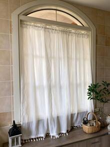 1/2pcs Sheer Curtain Panels, French Cream Voile Curtains, Lift-Up Curtain For Balcony, Transparent But Not See-Through, Suitable For All Seasons - 1PC - View 4