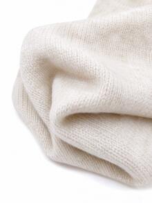 Women's Wool Blend Soft Knit Short Sleeve Top, Loose Fit, 15% Wool Content, Basic Crew Neck Solid Color Five-Point Sleeve Lightweight Knit Sweater, Quiet Luxury Minimalist Commuter Style, Suitable For Office And Business Use - Apricot - View 7