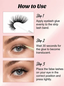 1 PC Eyelash Glue Brush On Strong Hold Clear Waterproof False Lash Adhesive Quick Drying Long Lasting Gentle Formula For Strip Individual Lashes Extensions DIY Eye Makeup Essentials - White - View 6