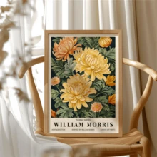 1pc William Morris Style Chrysanthemum Poster, Vintage Craft Style Wall Decor, Gallery Wall Decor (Frame Optional) - A - View 5