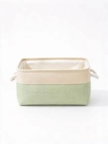 Minimalist Farmhouse Style Linen Blend Rectangular Storage Basket, Foldable Fabric Storage Bin With Thickened Cotton Rope Handles, Large Capacity, Suitable For Bedroom Closet, Shelf, Cabinet, Living Room, Home Organization And Storage - Multicolor - View 15