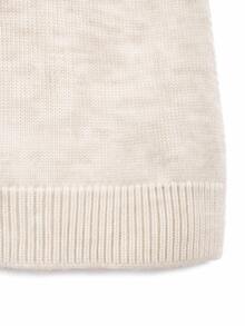 Women's Wool Blend Soft Knit Short Sleeve Top, Loose Fit, 15% Wool Content, Basic Crew Neck Solid Color Five-Point Sleeve Lightweight Knit Sweater, Quiet Luxury Minimalist Commuter Style, Suitable For Office And Business Use - Apricot - View 10