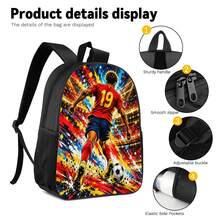 Player #19 Sprint Field Print 3 Pieces Set: Large Capacity Backpack + Crossbody Bag + Pencil Case, Adjustable Breathable Shoulder Straps, Modern Dynamic Cartoon Style Fan Merchandise Sports Commute Storage Set - Printed Bag - View 4
