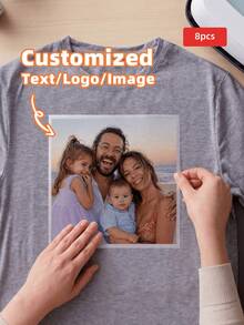 1/2/4/8pcs Customized Photo & Text DTF Heat Transfer Stickers, Personalized Portrait & Text Iron-On Patches, Suitable For Clothing DIY, Universal DIY Printing Stickers, Fit All Garments, Unique Personalized Gift, Perfect Choice For Parents - Multicolor - View 8