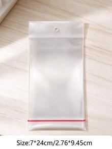 100pcs Transparent Self-Sealing Plastic Bags, Multiple Sizes Reusable Polyethylene Bags With Hanging Holes, Jewelry Display Packaging Bags, Gift Packaging Bags, Gift Storage Bags - Multiple Styles - View 9