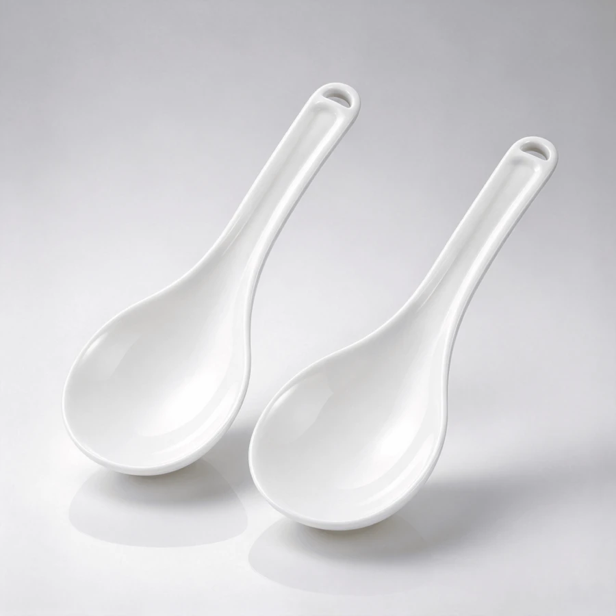 Set Of 2 White Plastic Rice Serving Spoons, 7.5 Inch, Non-Stick Surface, Kitchen Spatula For Household And Restaurant Use. - View 1