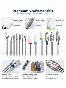 13Pcs Nail Drill Bits Set With 60Pcs Replacement Sandpaper Discs, 25mm Metal Nail Bit, Cuticle Dead Skin Remover For Acrylic Gel Nails, Manicure Pedicure Kit For Salon & DIY Home Use - Multicolor - View 7