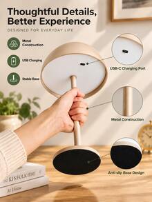 LED Portable Rechargeable Desk Lamp, Touch Dimming/3-Color Light Switching, USB Charging, Wireless Smart Night Light, Metal Body Design, Modern Home Decor, Suitable For Bedroom, Living Room, Dining Room, Outdoor, Bar Multiple Scenes, Ideal Gift Choice - Tricolor Light - View 9