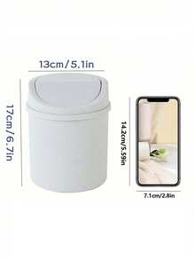 1/2pcs Mini Trash Can With Lid, Small Desktop Garbage Can, Plastic Desk Waste Basket, Rotating Lid Design To Prevent Odor Leakage, For Storing Fruit Peels And Paper Scraps, Keeping Desk Tidy, Suitable For Bathroom, Home Office Desk, Coffee Table, Office, Living Room, Study - Multicolor - View 10
