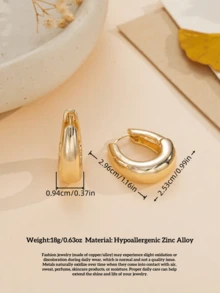 女款極簡粗款水滴耳環，金色光滑幾何水滴耳環，厚實高拋光日常通勤時尚珠寶禮物 - 金色大水滴 - 查看 7
