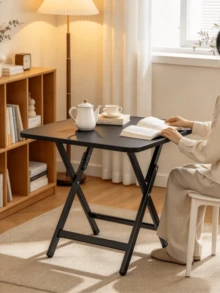 Simple Black Folding Square Table, Thickened & Sturdy, Quick Fold Portable Small Table, Space Saving, Simple Home Dining Table, Suitable For - Study Room Study, Balcony Rest, Picnic Gathering, Rental House Use, Temporary Stall Countertop - Multiple Specifications - View 6