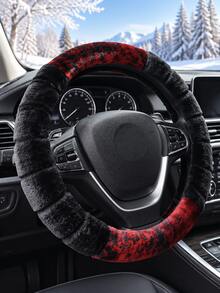Women's Winter Plush Steering Wheel Cover, Soft Faux Fur Warm Car Steering Wheel Protector, Elastic Non-Slip Inner Ring Universal 14.6-15 Inch Color Block Car Interior Accessory - Multicolor - View 10