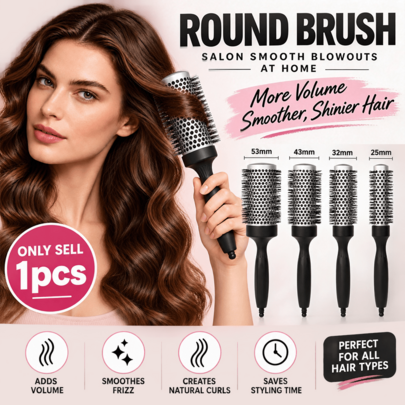 Professional Thermal Round Curling Brush, Blowout Styling Barrel Brush, Adds Root Volume And Shine, Suitable For Salon And Home Blowout Styling, Perfect Birthday Gift For Women