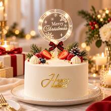 3pcs/1pc Merry Christmas Cake Topper With Light Illumination, Christmas Cake Decoration Party Supplies - Multicolor - View 8