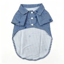 1pc Striped Star Print Pet Shirt, Collared Design Breathable Dog Top, Versatile Pet Apparel For Daily Walks, Outings And Parties - Navy Blue - View 6