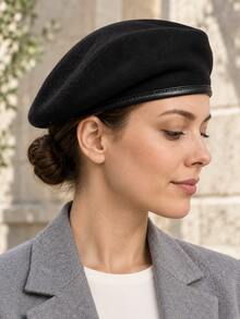 1pc Unisex Military Style Wool Beret, US Army Beret, Fashionable Vintage Beret - Multicolor - View 9