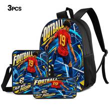 Football Player #19 Slogan Print 3 Pieces Set: Large Capacity Backpack + Crossbody Bag + Pencil Case, Adjustable Breathable Shoulder Straps, Classic Cartoon Sports Style Fan Game Day Commute Storage Set - Printed Bag - View 12
