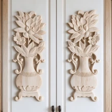 2pcs Solid Wood Carving Stickers, Woodworking Supplies, Home Decorations, Suitable For Cabinets, Doors And Windows, Furniture, Background Walls, Entrances, Offices And Other Decorations, Holiday Decorations, DIY Decorations. - Multicolor - View 3