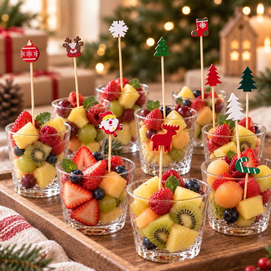 10/30/50/100/200pcs Christmas Celebration Decoration Bamboo Skewers Set ...