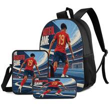 Poster Style #19 Player Print 3 Pieces Set Large Capacity Backpack + Crossbody Bag + Pencil Case, Adjustable Breathable Shoulder Straps, Classic Sports Style Fan Game Day Commute Storage Set - Printed Bag - View 1