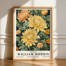 1pc William Morris Style Chrysanthemum Poster, Vintage Craft Style Wall Decor, Gallery Wall Decor (Frame Optional) - A - View 8
