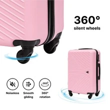 W WINGS High Durability | Polycarbonate | Travel Luggage Set 3 Pieces | Cabin, Medium And Large Suitcases With TSA Lock 360° Rotating Wheels - Baby Pink - View 8