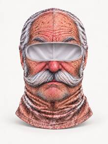 1pc Funny Realistic Face Balaclava Ski Mask For Elderly, 3D Printed Full Face Winter Style - Multicolor - View 8