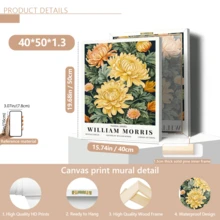 1pc William Morris Style Chrysanthemum Poster, Vintage Craft Style Wall Decor, Gallery Wall Decor (Frame Optional) - A - View 16