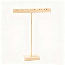 1pc Solid Wood Color T-Shaped Necklace Display Stand, Jewelry Storage Rack For Necklaces, Bracelets, Hair Ties, Hair Bands, Bangles, Desktop Display Prop, Best Gift For Girlfriend, Mom, Sister On Holidays, Birthdays, Anniversaries And Daily Occasions - Apricot - View 5