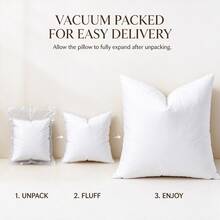 White Duck Goose Feather Down Square Pillow Insert 18x18 20x20 21x21 Inch Soft Fluffy Cotton Down-Proof Cover Cushion Core Stuffed Throw Pillow Inner For Sofa Bed Home Hotel Decor - White - View 6