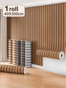 1 Roll Faux Wood Grain Foam Wall Panel, PVC Material, Thickened Waterproof Wear-Resistant, Self-Adhesive Peel And Stick, Easy Installation, 3D Textured Wallpaper, Suitable For Bedroom And Various Wall Surfaces Including Uneven Surfaces - 1 Roll - 40*300CM - View 2