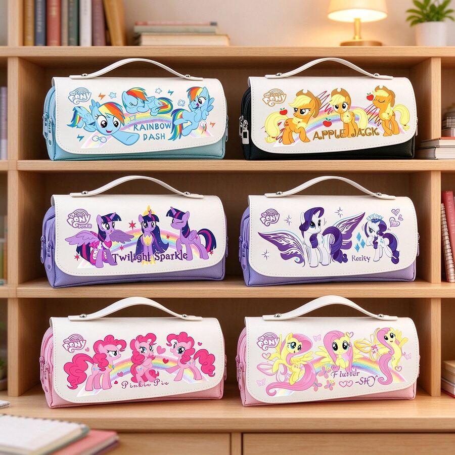 1pc My Little Pony Pencil Case Set, Ins Style Large Capacity Colorful Aesthetic Pencil Pouch, Cute Stationery Storage Bag, Pencil Box, Back To School Gift For Students And Teenagers - A - View 1