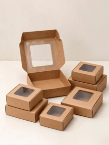 5/20/30/50pcs Foldable Paper Boxes With Transparent Window, Jewelry Gift Packaging Boxes, Suitable For Holiday Gifts, Party Favors, Accessories, Wedding Favors, Christmas Gifts, Halloween Decorations - Multicolor - View 5
