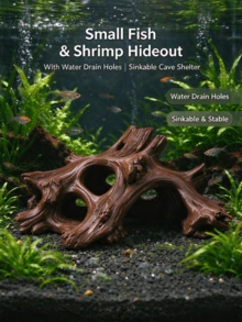 1pc PETG Material 3D Printed Reptile Hide Cave, Driftwood Cave Decor, Small Fish & Shrimp Hideout, Sinkable, Suitable For Gecko, Lizard, Frog, Small Snake, Reptile Tank Decoration - View 7