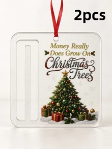 1 Or 2 Flat 2D Acrylic Cash Gift Hanging Decor, Snowman Decorative Tag, Christmas Tree Commemorative Ornament, Home New Year Holiday Decoration, Christmas Gift For Friends And Family (Cash Not Included) - Multicolor - View 18
