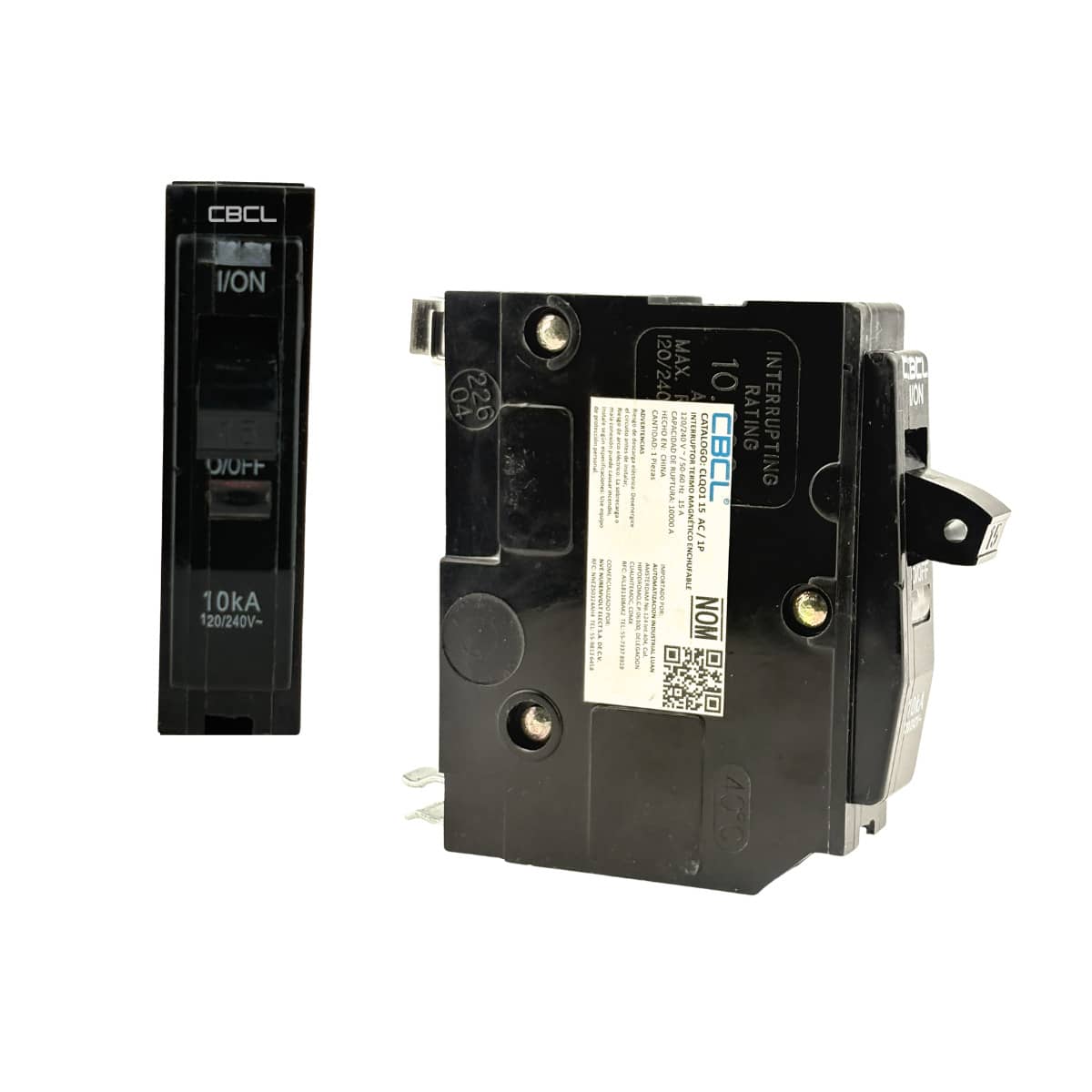 CBCL Interruptor Termomagnético Enchufable 1 Polo 15A 240V para Centro de Carga, Protección contra Sobrecargas y Cortocircuitos - Negro - Ver 1