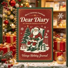 1PC Vintage Christmas Santa Pattern Spiral Notebook,Retro Holiday Journal Diary Notebook,Christmas Gift For Students,Women Girls Friends Family,Xmas Holiday Present For Note Taking Journaling Writing,Festive Decor School Office Stationery Gift - A5 - View 4