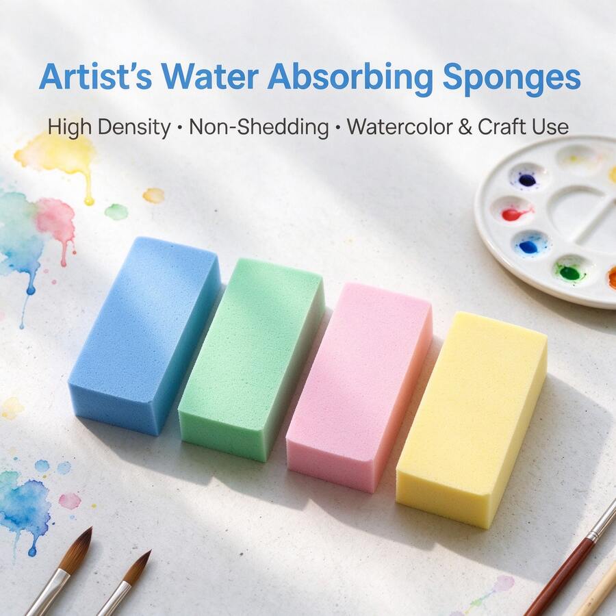 Water AWater Absorbing Sponges For Painting, Reusable Pottery & Clay Sponges, Soft Art Sponges For Acrylic Watercolor, Ceramic Shaping, Air-Dry & Polymer Clay, Color Blending, Wiping, Surface Cleaning, DIY Craft Supplies, Art Supplies For Kids - 1 Piece - View 1