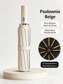 24 Double Bone Automatic Folding Umbrella, Black Glue Coating, One Button Open Close, Windproof Rainproof Sun Shade, Portable For Daily Commute Outdoor Travel - Multiple Styles - View 17