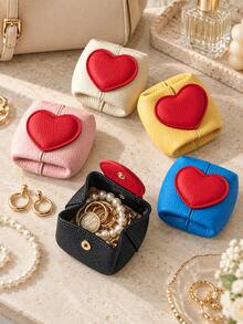 Heart-Shaped Coin Purse, Multi-Functional Portable Storage For Coins, Jewelry, Earphones, Suitable For Home Organization, Daily Commute, Travel, Business Trips, Holiday And Anniversary Gifts, Unisex - Multicolor - View 7