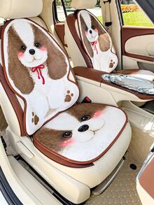 Cute Puppy Pattern Car Seat Cover Set, Dog Print Car Seat Cushions, Front Seat Covers Backrest Covers Rear Bench Seat Pad, Universal Car Interior Accessories, Cute Animal Design Car Decor, Non-Slip Seat Protector, Easy Install Vehicle Seat Covers - Multicolor - View 5